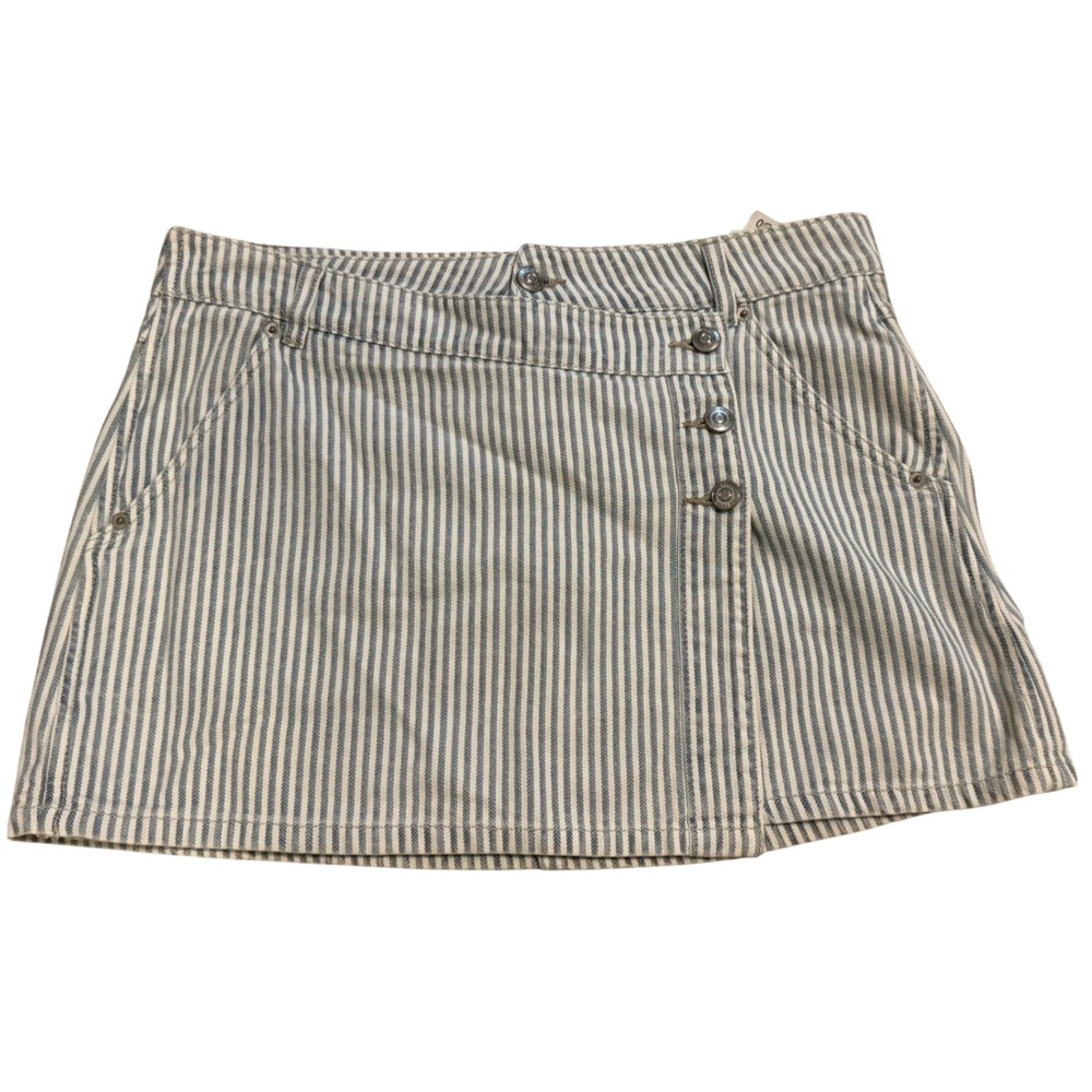 We The Free Wynne Denim Skirt Women 30 Blue White Like New Hickory Stripe Mini
